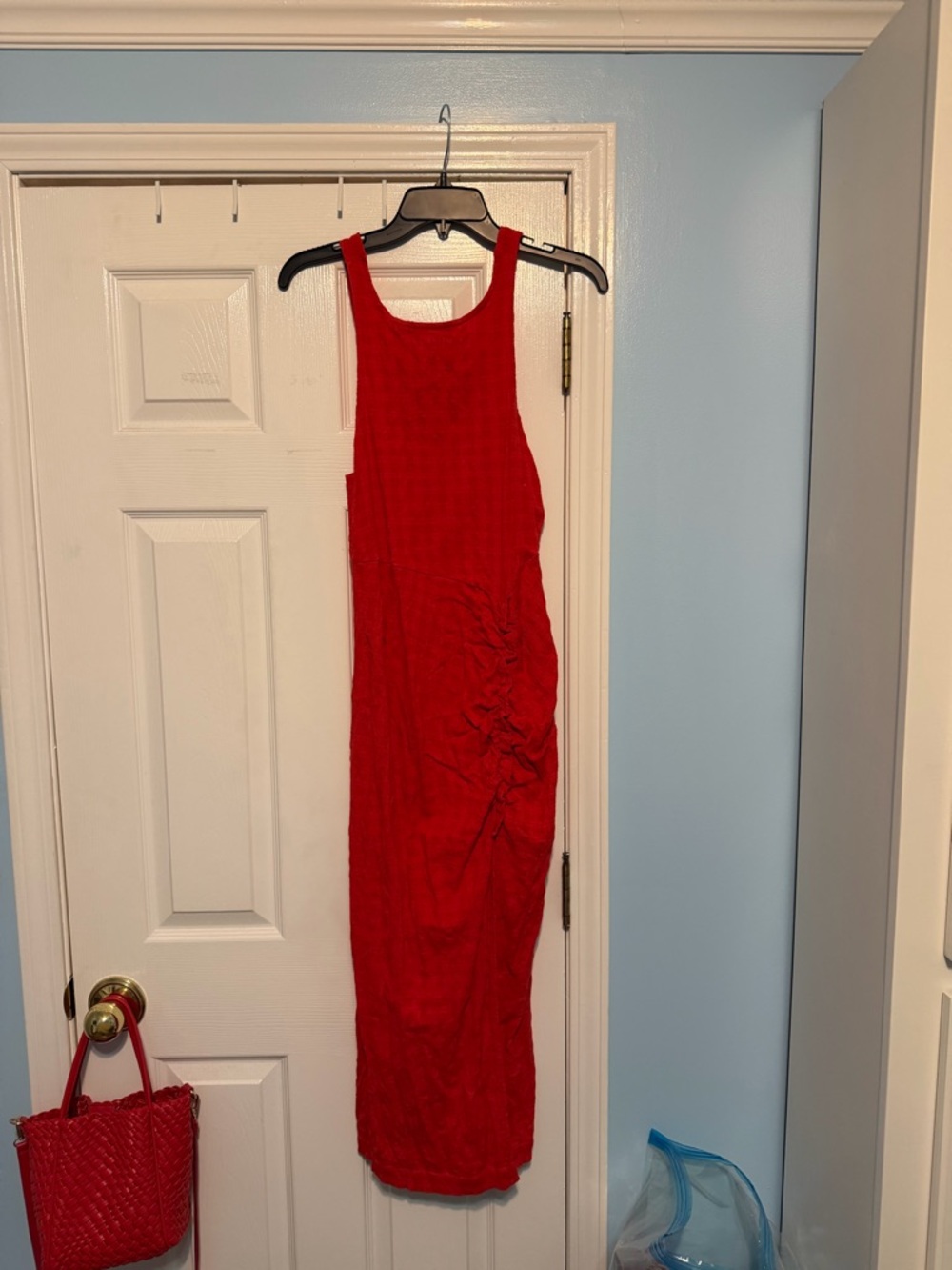 Free People Red Ruched Bodycon Dress